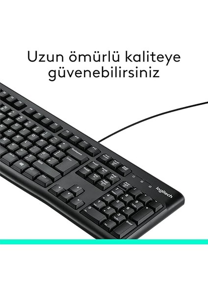 K120 USB Kablolu Klavye, Sayısal Tuş Takımına Sahip, Sıvı Dökülmelerine Dayanıklı, Türkçe Q Klavye, Siyah indirimleri