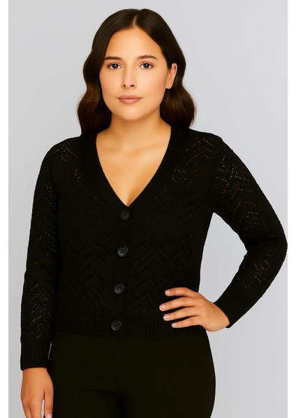 Kadın V Yaka Önü Düğmeli Mevsimlik Hırka fiyatları