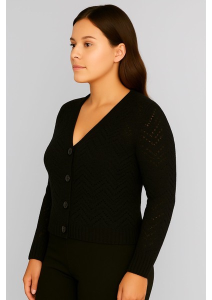 Kadın V Yaka Önü Düğmeli Mevsimlik Hırka fırsatları