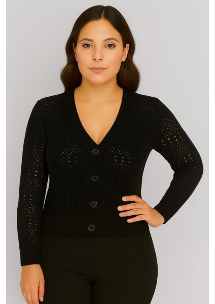 Kadın V Yaka Önü Düğmeli Mevsimlik Hırka indirimleri