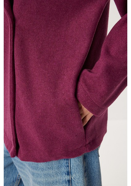 Oversize Kruvaze Kaşe Kaban LZV0038 Mürdüm fırsatları