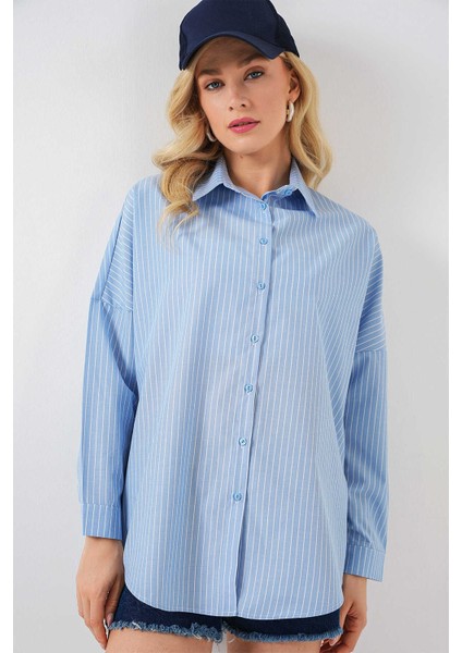 Kadın Gömlek 20332 Mavi