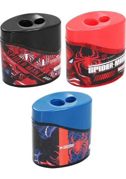 2 Li Kalemtraş 3 Adet Örümcek Adam Geniş Hazneli Çift Bıçaklı Kalem Traş No5 Figürlü Jumbo Kalemtıraş