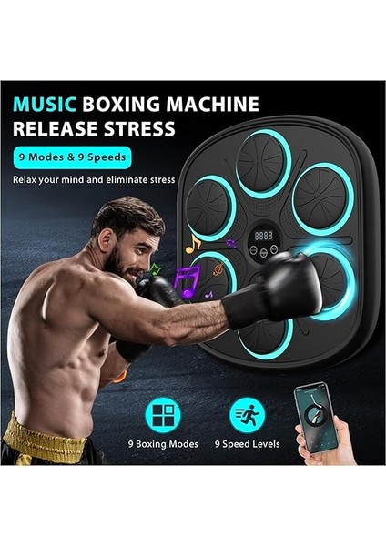 Boks Makinesi - 9 Farklı Mod ve 9 Hız Ayarı, Bluetooth Hoparlörlü, Yumruk Absorbe Edici, LED Işıklı Boks Makinesi, Eldiven Hediyeli, Çocuklar ve Yetişkinler Için Eğitici Duvar Boks Makinesi modelleri
