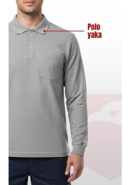 Gri Polo Yaka Sweatshirt – 2 Iplik Kumaş, Uzun Kollu Rahat Iş Elbisesi ve Günlük Kullanıma Uygun Erkek Üst Giyim fiyatları