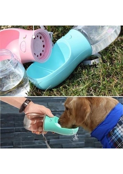 Taşınabilir Evcil Hayvan Suluğu Seyahat Kabı Kilitlenebilen Su Sızdırmaz Kap 350 ml