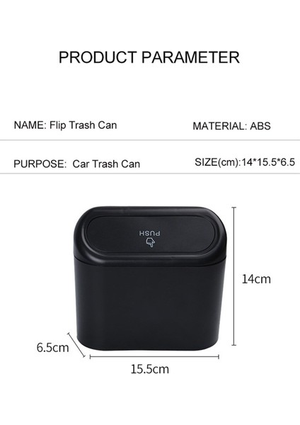 Sıvı Geçirmez Araba Çöp Kutusu Portatif Araç Içi Taşınabilir Kapaklı Çöp Kovası Kapaklı Kova