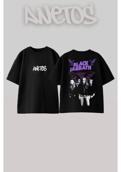 Black Sabbath 13 Tasarım Sırt Baskılı Pamuk Siyah Oversize T-Shirt