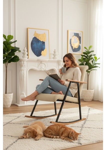 Sallanan Koltuk | Sallanır Tv Koltuğu | Dinlenme & Rahatlama Sandalyesi | Ahşap Detaylı