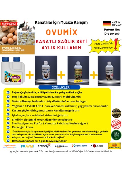 Tavuk Sağlık Seti Yumurtlama Destekleyicisi 12 Ay Kullanılır 4 Lü Set