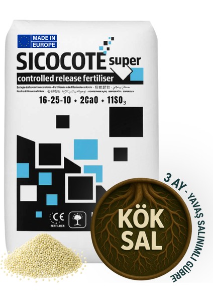 Sıcocote Super Crf 16-25-10 + 2cao + 11SO₃ | Kontrollü Salınımlı Granül Gübre | 25 kg | Made In Eu