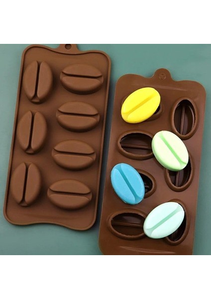 Kahve Çekirdeği Şeklinde Pratik Silikon Çikolata Kalıbı, Dayanıklı Esnek Silikon Kahve Buz Şeker Yapma Kalıbı