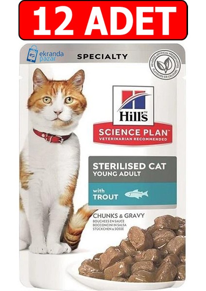 Hills Sterilised Alabalıklı Kedi Konservesi 12ADET Kısırlaştırılmış Kedi Yaş Maması Pouch
