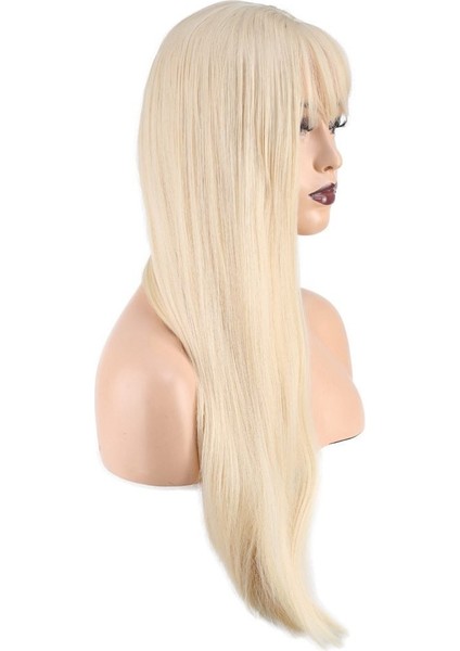 Düz Perçemli Uzun Fiber Sentetik Peruk / Platin fiyatları