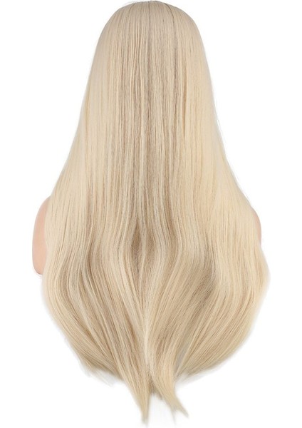 Düz Perçemli Uzun Fiber Sentetik Peruk / Platin indirimleri