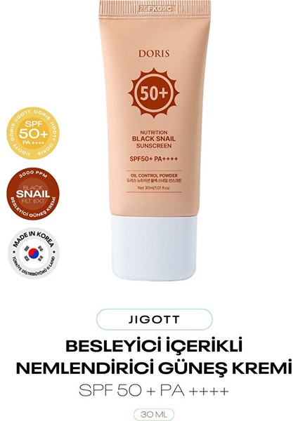Salyangoz Özü Filtratı Içeren Nemlendirici Güneş Kremi Doris Black Snail Sunscreen Spf 50