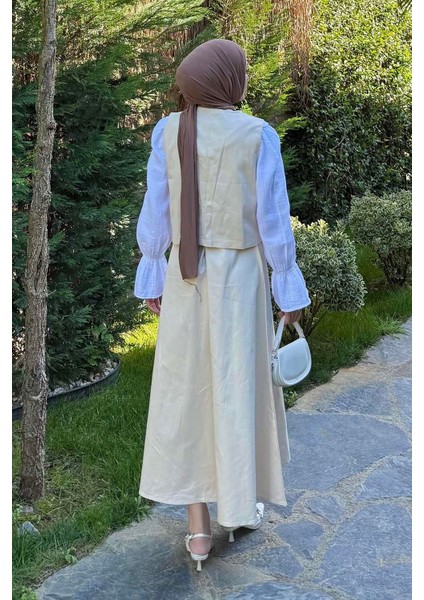 Gabardin Yelek-Etek Ikili Tesettür Takım Taş fırsatları