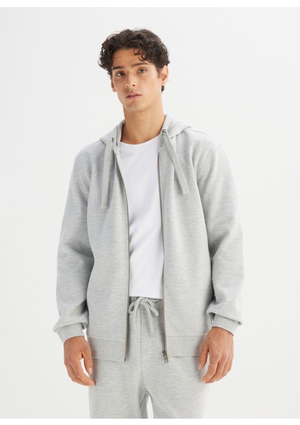 Kapüşon Yaka Gri Melanj Erkek Sweatshırt L252031036 Gri Melanj Sweatshirt