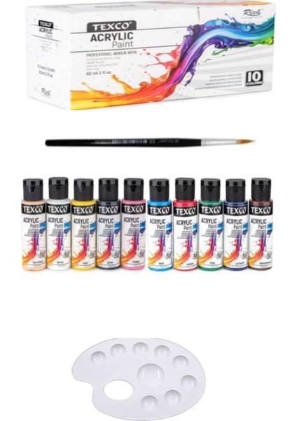 Rich Texco 10X60ML Akrilik Boya Seramik Set Mini Şövale Seti fiyatları