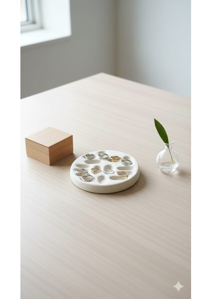 Dekoratif Beton Küpe ve Yüzük Standı | Beyaz fiyatları