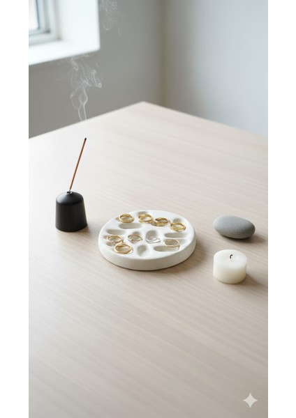 Dekoratif Beton Küpe ve Yüzük Standı | Beyaz modelleri