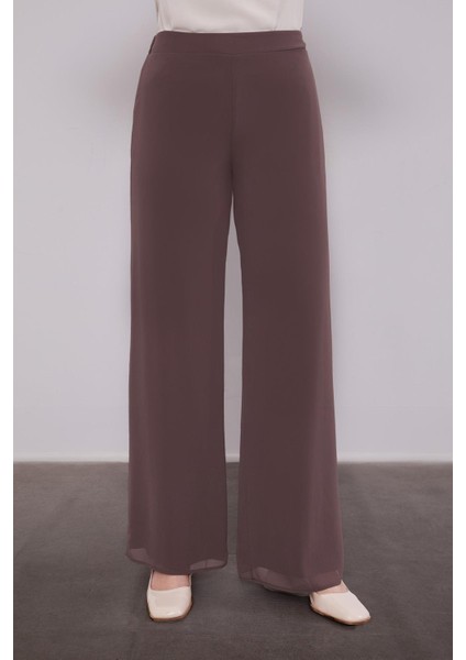 Vizon Bol Paça Şifon Pantolon