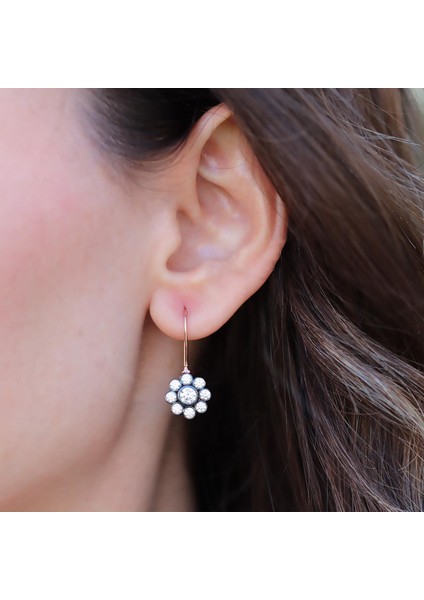 Çiçek Elmas Montür Rose Gold Gümüş Küpe modelleri