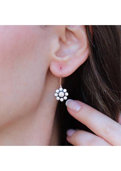 Çiçek Elmas Montür Rose Gold Gümüş Küpe fırsatları