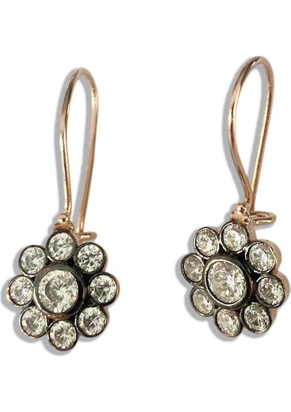 Çiçek Elmas Montür Rose Gold Gümüş Küpe indirimleri