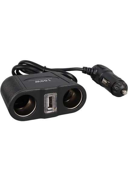 1645 12-24V Tek USB Girişli 100W 70CM Kablolu 2'li Araç Çakmak Çoklayıcı fiyatları