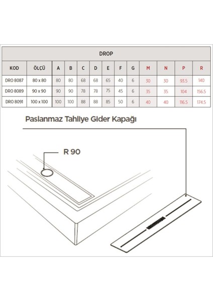 Drop Oval Dus Teknesi H=8 Cm, Monoblok modelleri