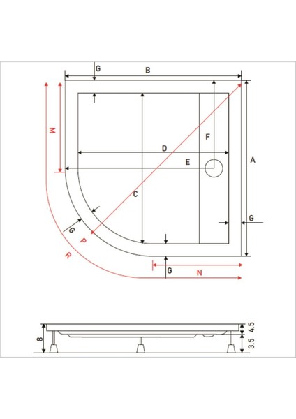 Drop Oval Dus Teknesi H=8 Cm, Monoblok fırsatları