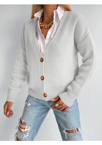 Kadın Uzun Kollu Düğme Detay Triko Bluz modelleri