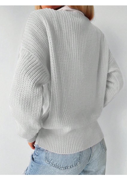 Kadın Uzun Kollu Düğme Detay Triko Bluz fırsatları