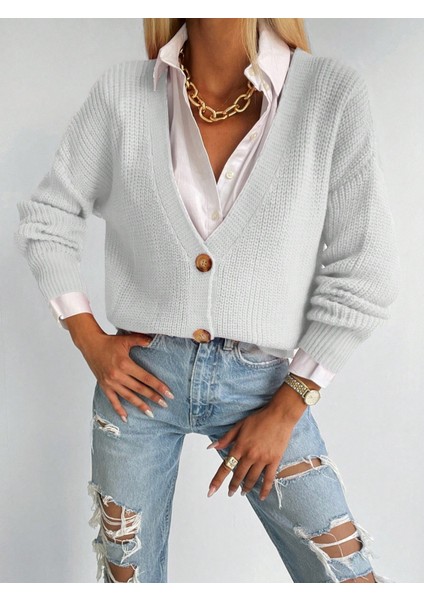 Kadın Uzun Kollu Düğme Detay Triko Bluz indirimleri