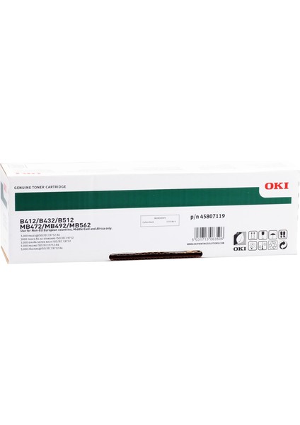 Okı 45807102 Yazıcı Toneri Siyah - B412 B432 B512 MB472 MB492 MB562 - 3.000 Sayfa