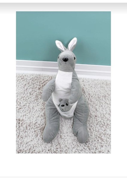 Sevimli Yavrulu Kanguru Yumuşak Peluş Oyuncak (45 Cm) Gri fiyatları