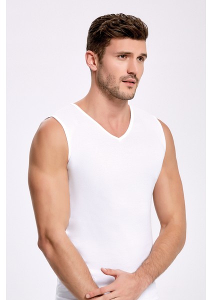 Erkek %100 Pamuklu V Yaka 3 Adet Kolsuz Beyaz Atlet LL.IL10.KE08.001 fiyatları