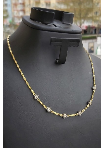 Kadın 925 Ayar Gümüş 24 Ayar Altın Kaplama 6 Nazar Boncuklu Kolye