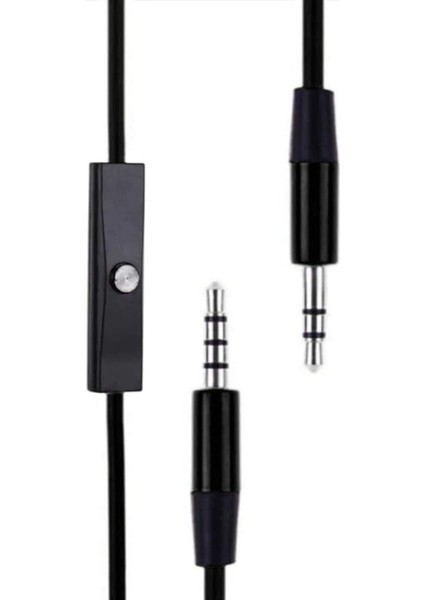 Mikrofonlu Çift Taraflı Aux Kablosu 3.5 mm Altın Uçlu Jak - 120 cm Siyah - AL2455