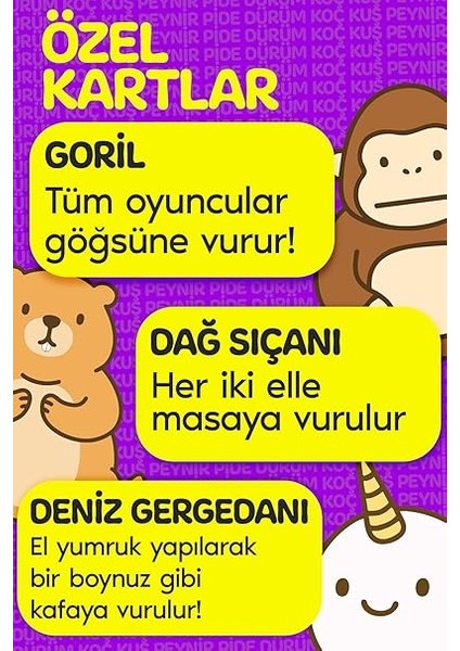 Çabuk Reflex Kutu Oyunu Dürüm Koç Kuş Peynir Pide Kart Oyunu Oyun Parti Eğlence Aile Arkadaş Oyunu modelleri