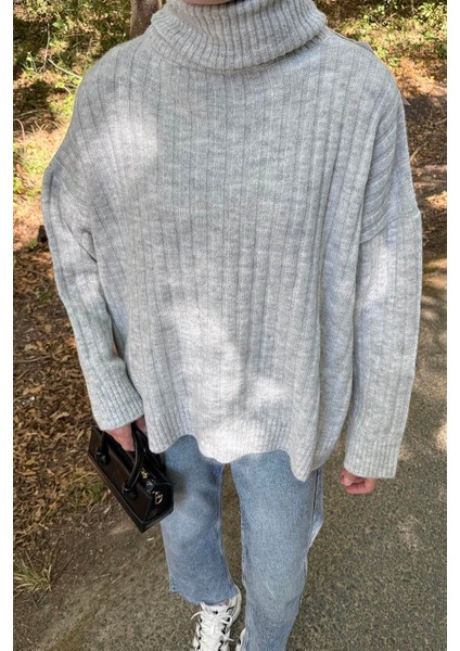 Balıkçı Yaka Kazak Gri modelleri