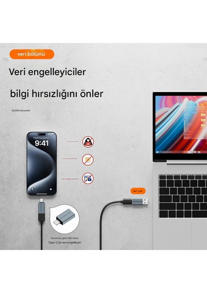 USB To Type-C Data Blocker - Veri Engelleyici Mor Otgbu fiyatları