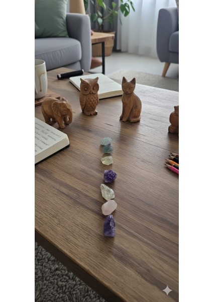 Doğal Taş Şifa Seti – Florit, Aventurin, Sitrin, Ametist ve Kaya Tuzu ile Enerji Dengeleyici ve Arındırıcı Set modelleri