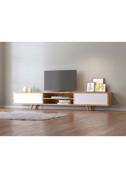 Soft Tv Sehpası Beyaz / Meşe 170 cm indirimleri