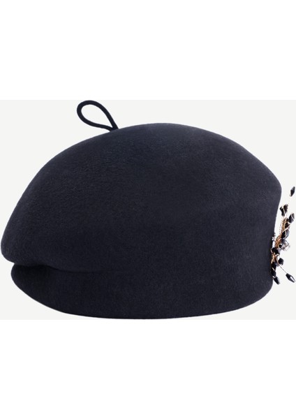 Siyah Yün Broş Şapka