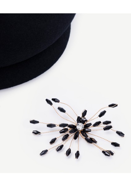 Siyah Yün Broş Şapka modelleri