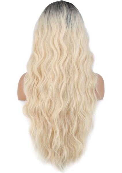 Uzun Su Dalgası Fiber Sentetik Peruk / Kahve / Platin Ombre indirimleri