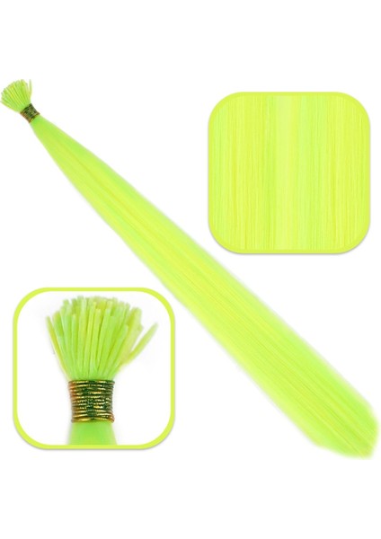 Fiber Sentetik Boncuk Kaynaklık Renkli Saç / Neon Sarı / 100 Adet