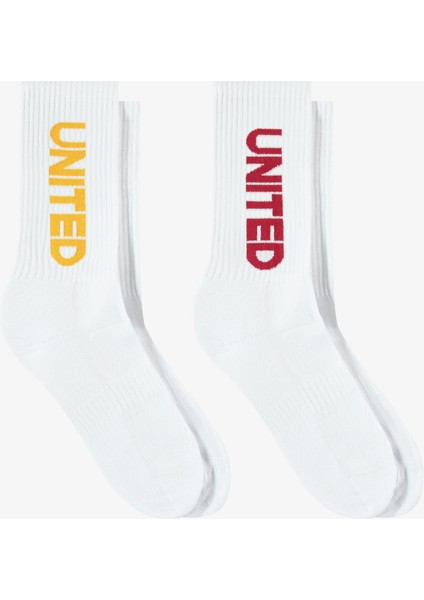 Unıted4 Unisex Beyaz 2'li Çorap